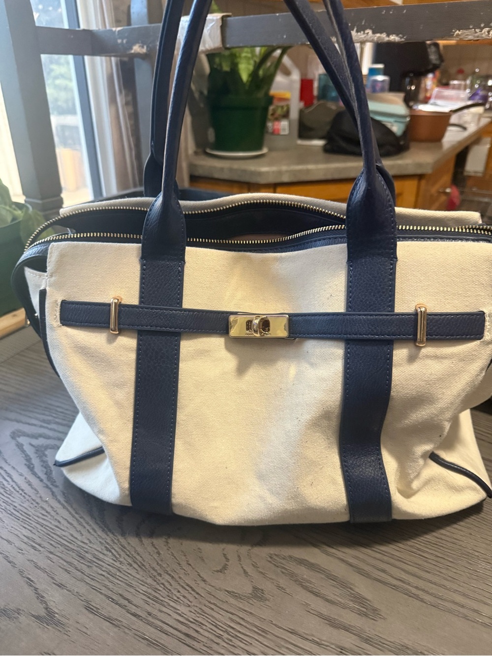 Poppy and Peonies Effortless Navy Tote